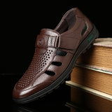 YWEEN Big Size men genuine leather Breathable Fisherman Sandals