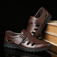 YWEEN Big Size men genuine leather Breathable Fisherman Sandals